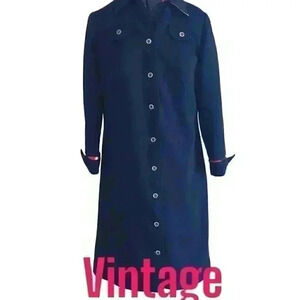 VTG Nylon dark blue lined trench coat best fits small medium